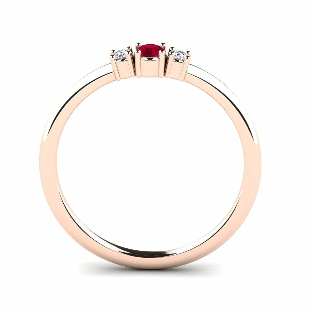 Three Stone Band Nature Ruby Ring