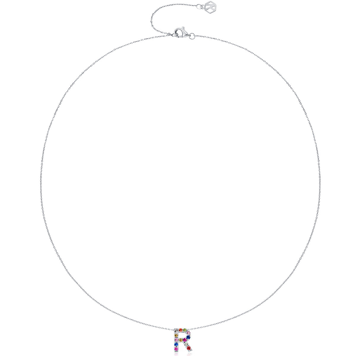 Initial Rainbow Sapphire Necklace - R
