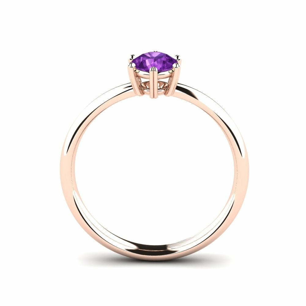 Nature Amethyst Six-Prong Setting Solitaire Ring