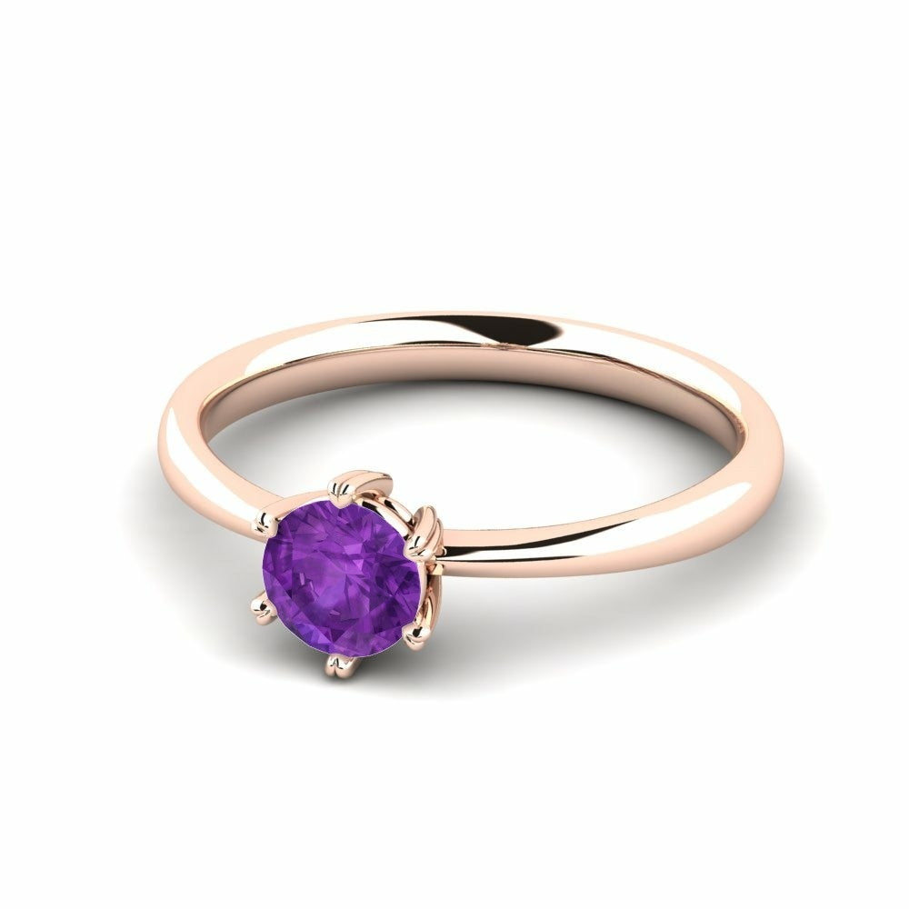 Nature Amethyst Six-Prong Setting Solitaire Ring