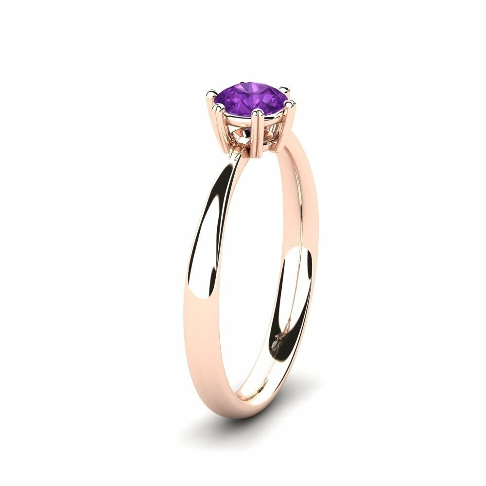 Nature Amethyst Six-Prong Setting Solitaire Ring