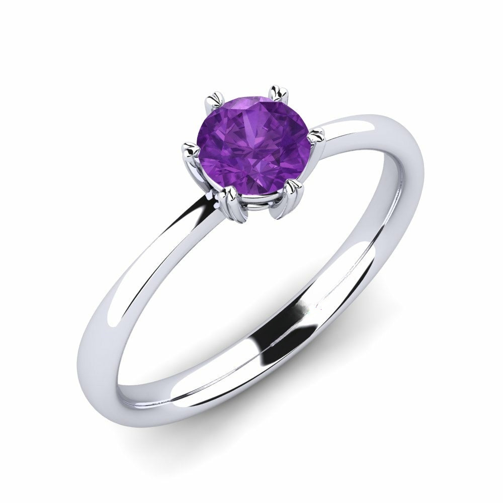 Nature Amethyst Six-Prong Setting Solitaire Ring