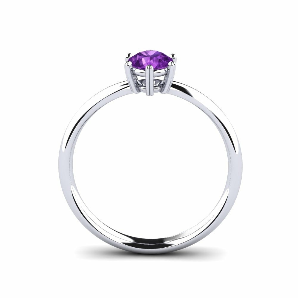 Nature Amethyst Six-Prong Setting Solitaire Ring