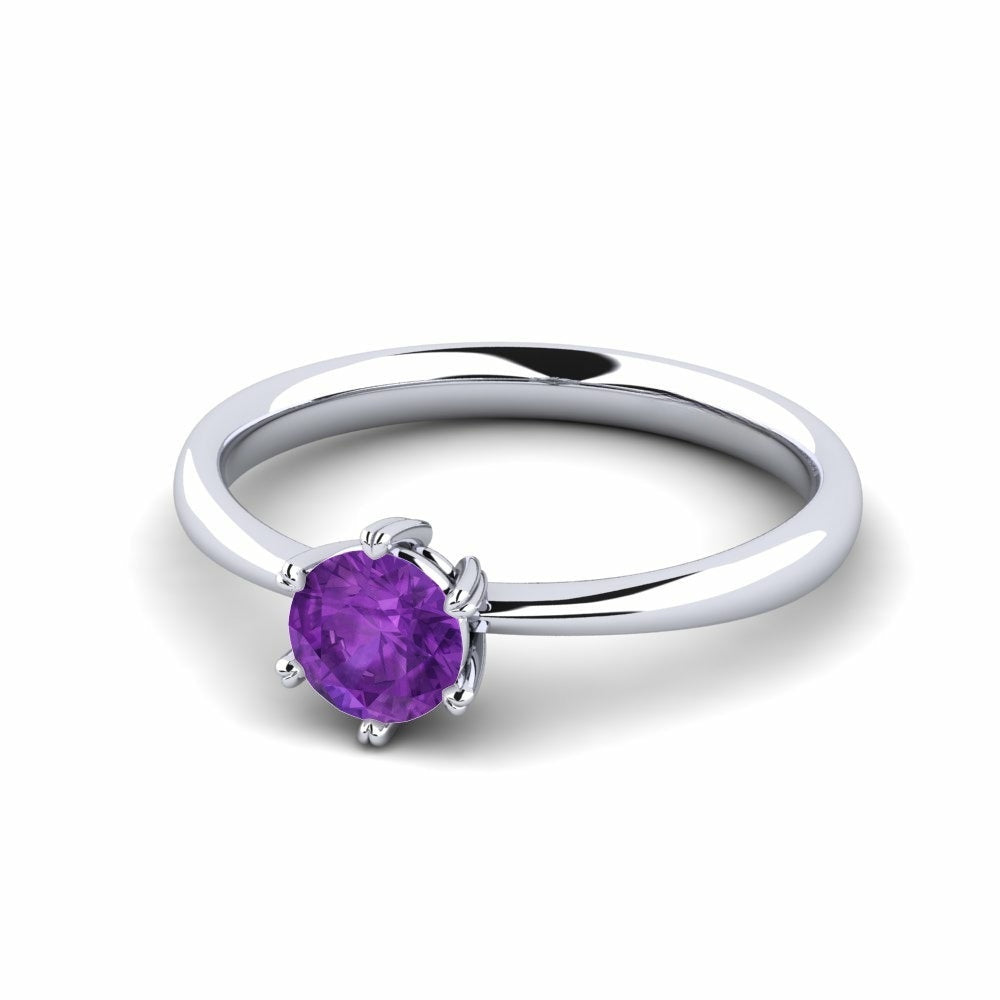 Nature Amethyst Six-Prong Setting Solitaire Ring