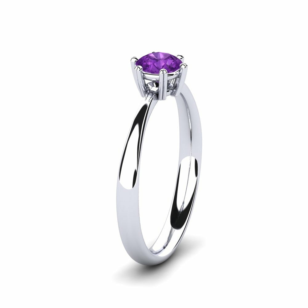 Nature Amethyst Six-Prong Setting Solitaire Ring