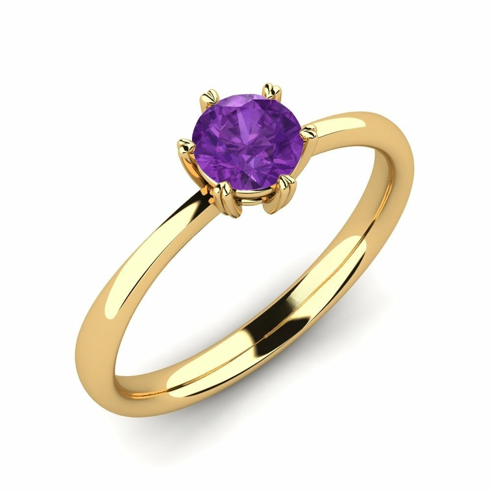 Nature Amethyst Six-Prong Setting Solitaire Ring