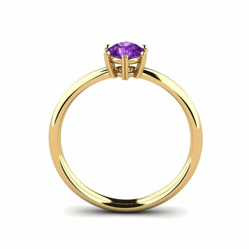 Nature Amethyst Six-Prong Setting Solitaire Ring