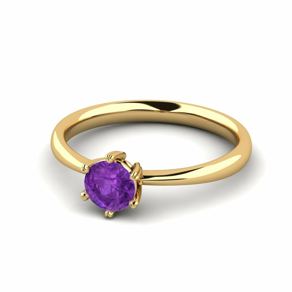 Nature Amethyst Six-Prong Setting Solitaire Ring