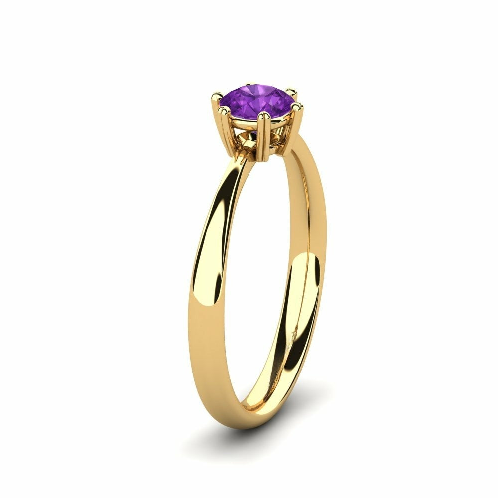 Nature Amethyst Six-Prong Setting Solitaire Ring