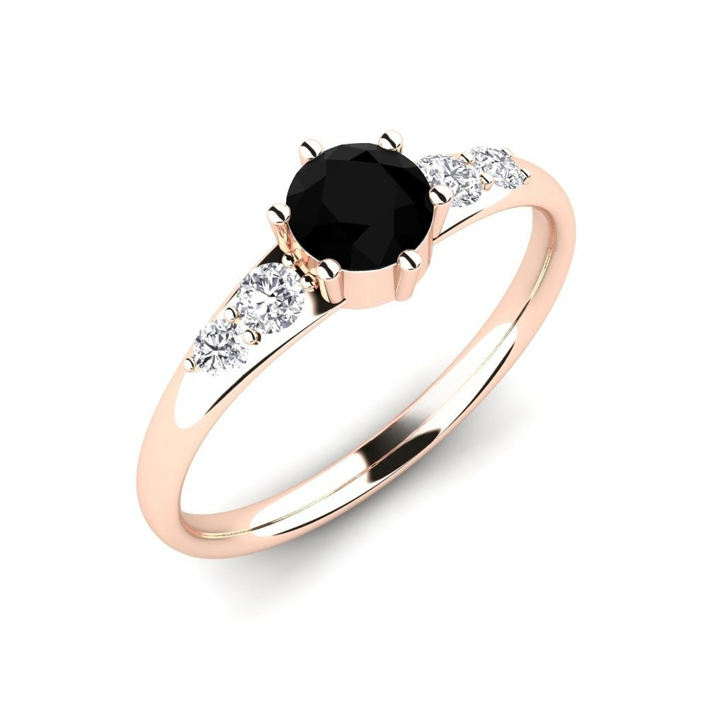 Nature Black sapphire Six-prong With Diamond On The Band Ring