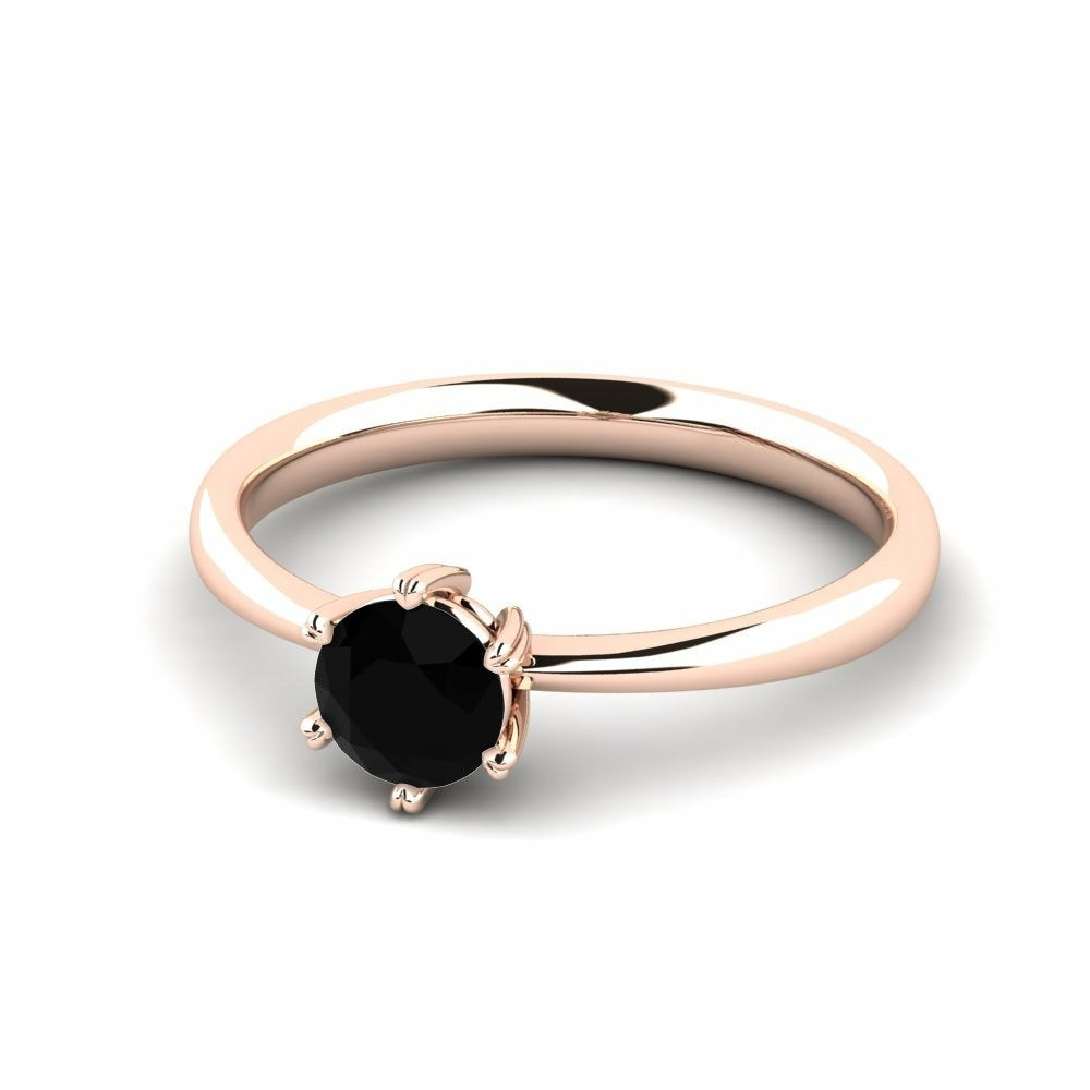 Nature Black Sapphire Solitaire Ring