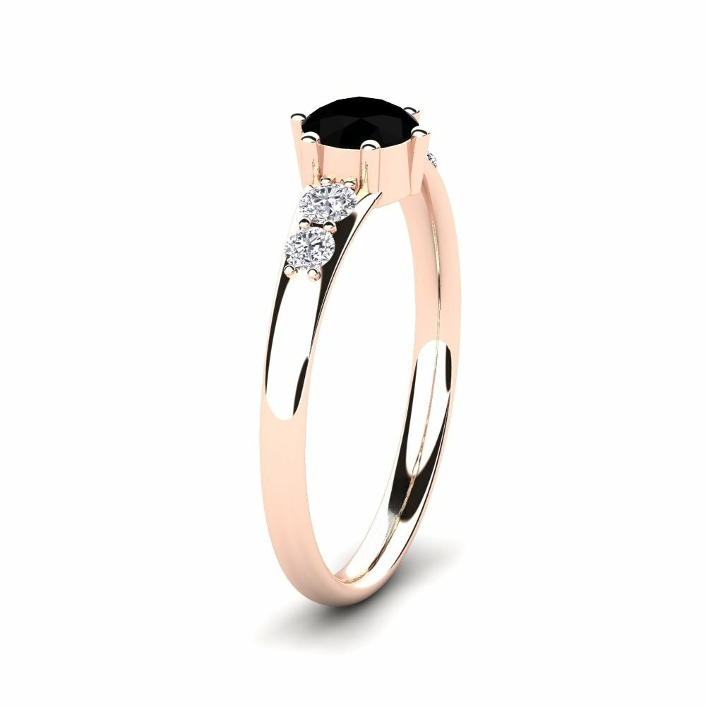 Nature Black sapphire Six-prong With Diamond On The Band Ring