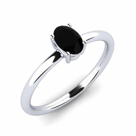 Nature Solitaire Black Sapphire Ring