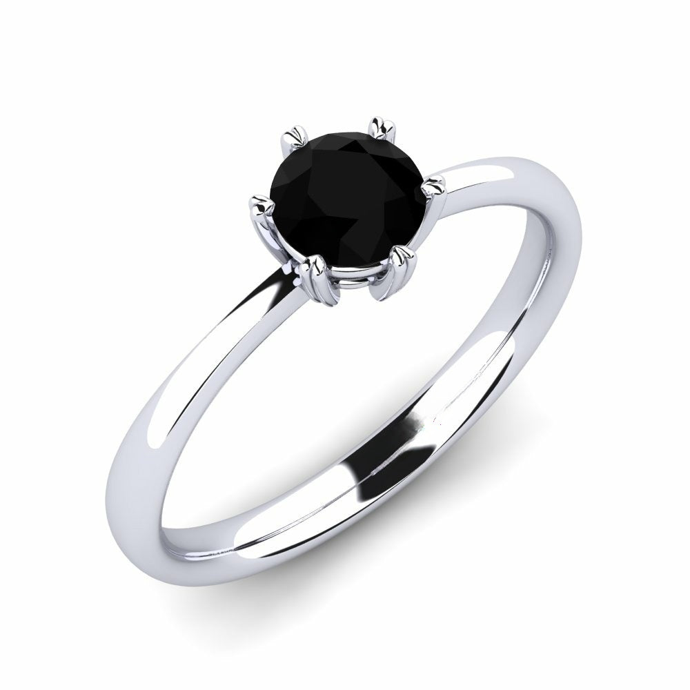 Nature Black Sapphire Solitaire Ring