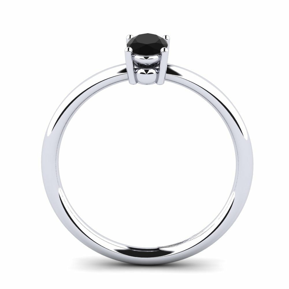 Nature Solitaire Black Sapphire Ring