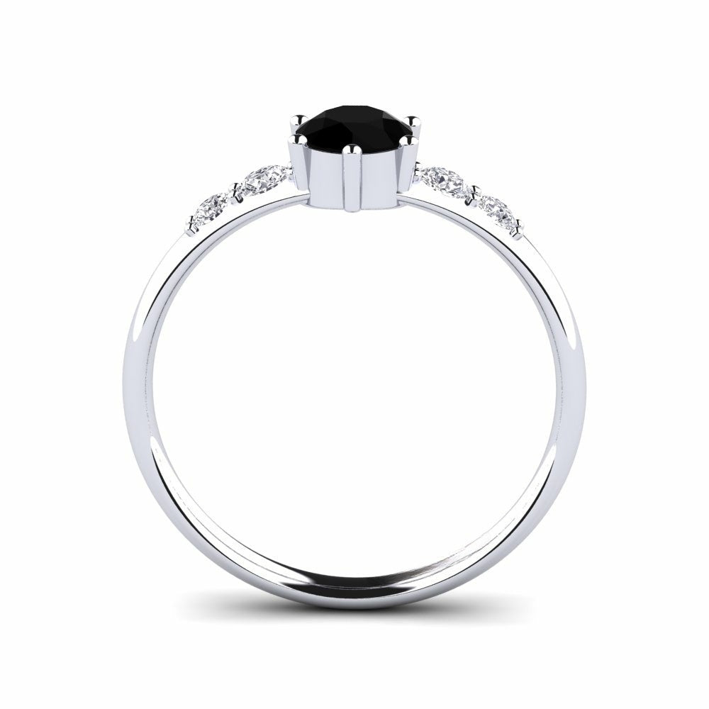 Nature Black sapphire Six-prong With Diamond On The Band Ring