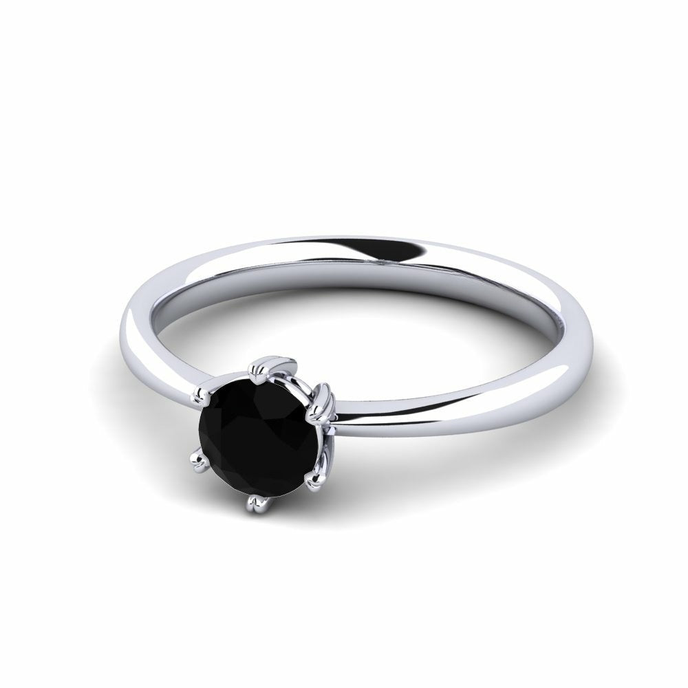 Nature Black Sapphire Solitaire Ring