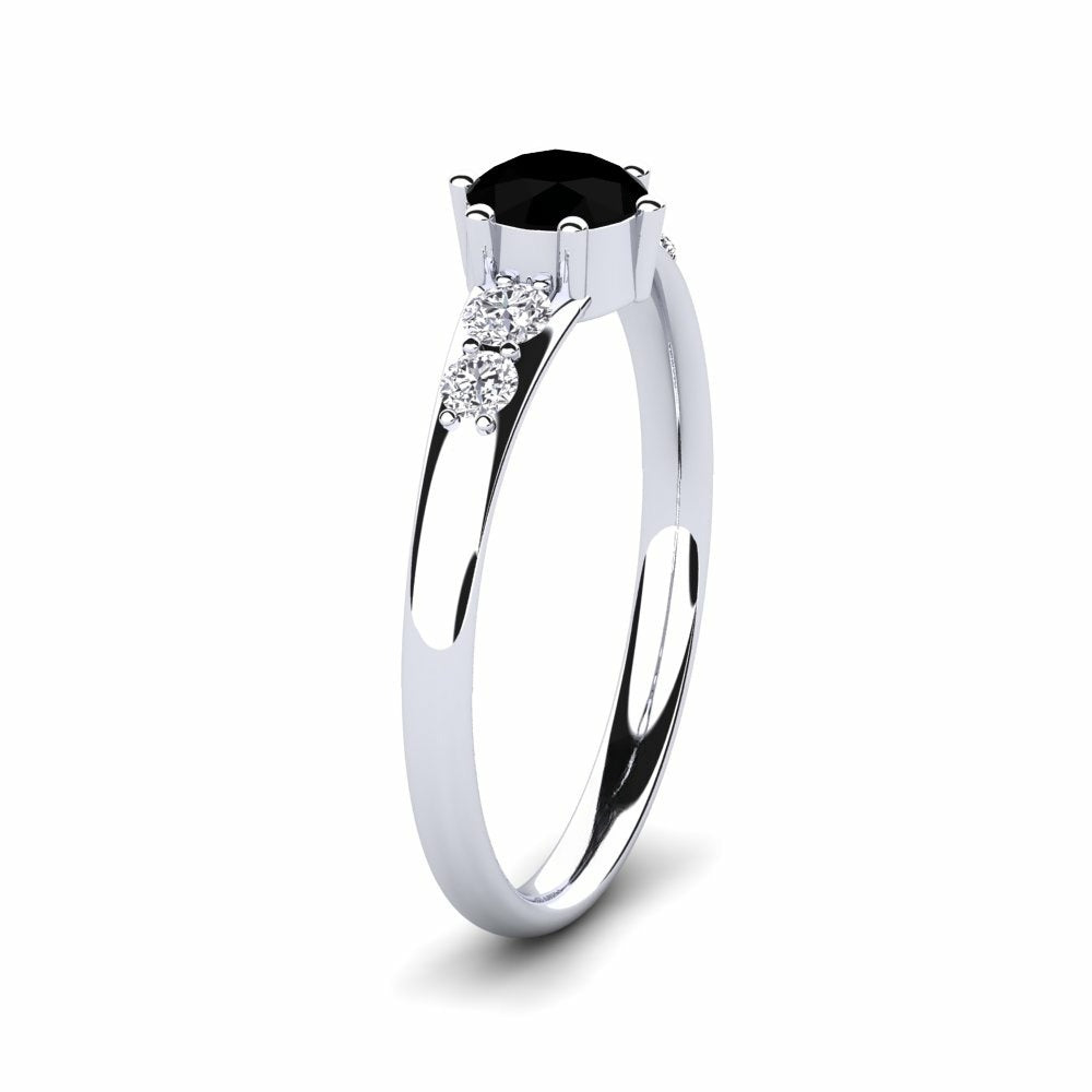 Nature Black sapphire Six-prong With Diamond On The Band Ring