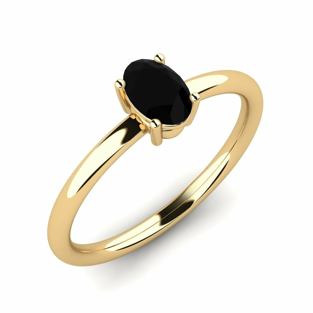 Nature Solitaire Black Sapphire Ring