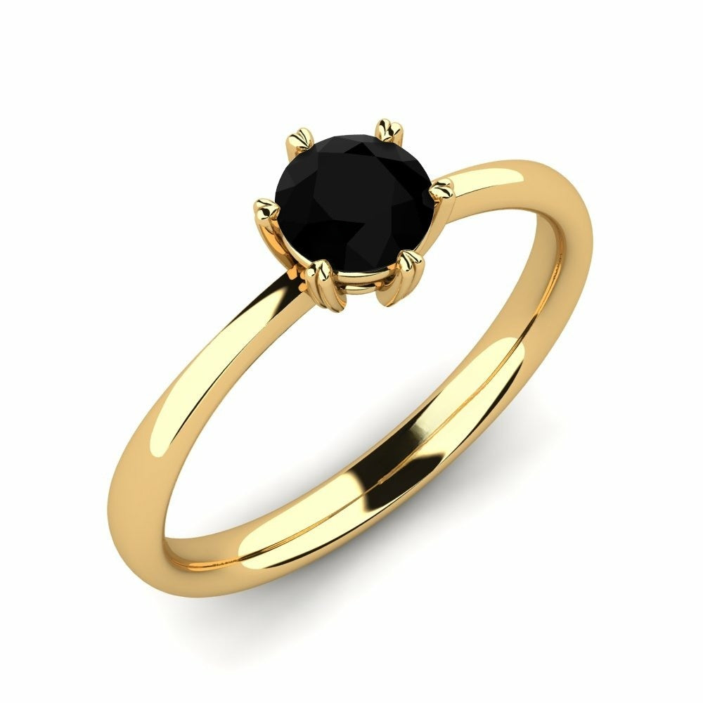 Nature Black Sapphire Solitaire Ring