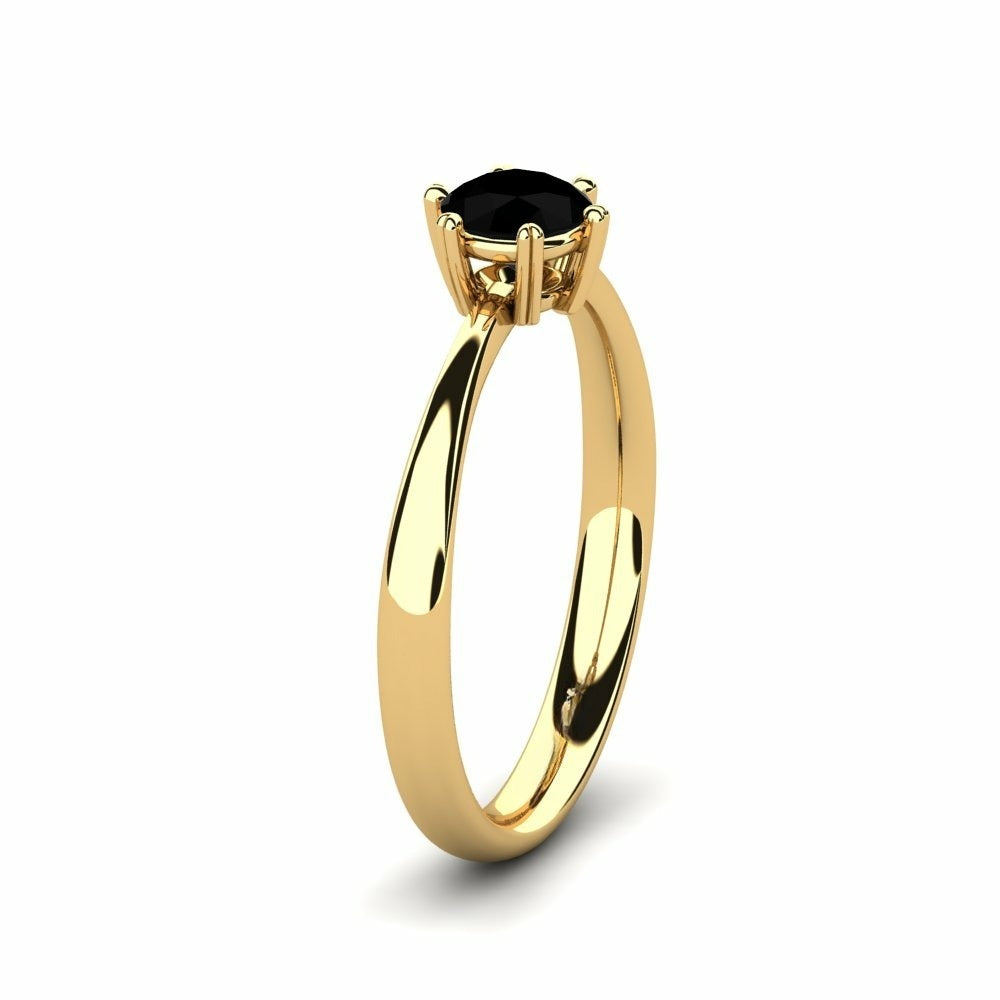 Nature Black Sapphire Solitaire Ring