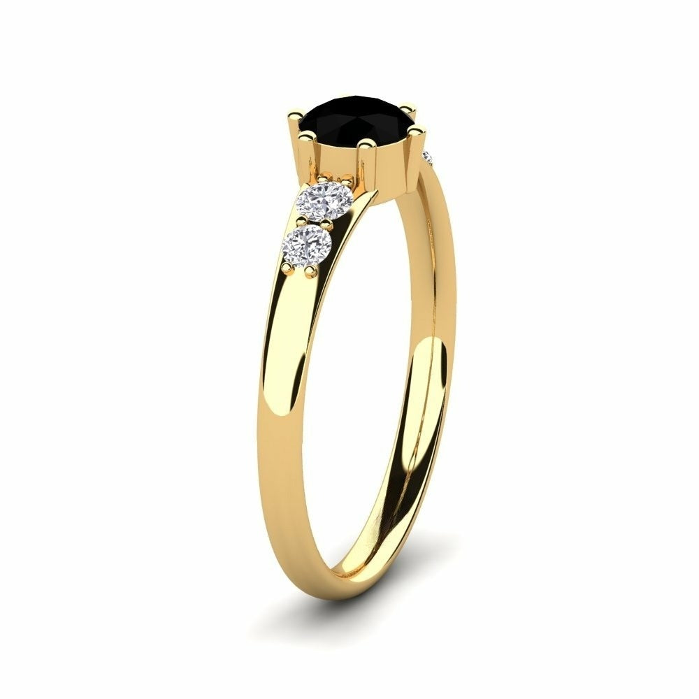 Nature Black sapphire Six-prong With Diamond On The Band Ring