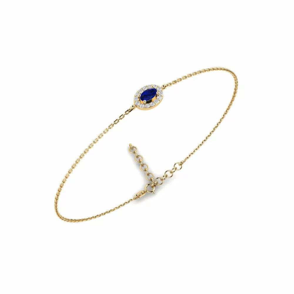 Nature Sapphire Bracelet One Halo stone Design