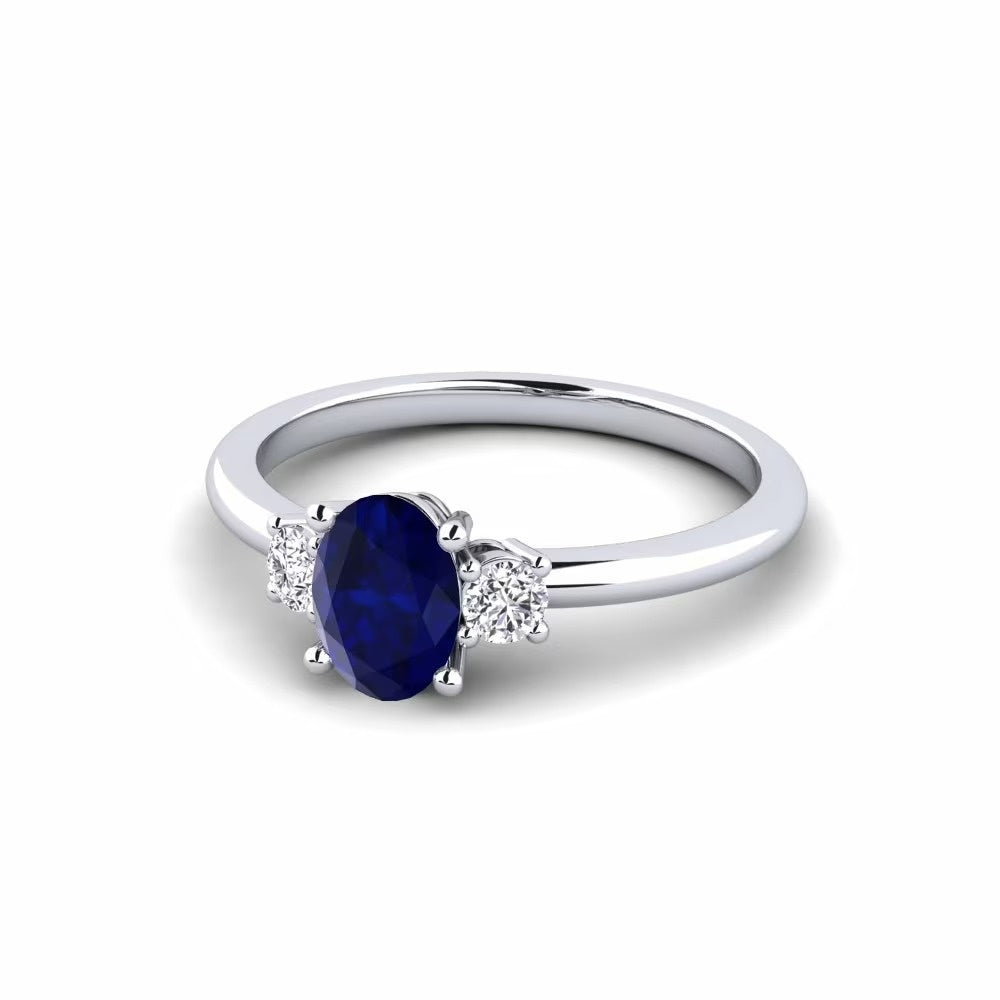 Nature Sapphire Three Stone Design Ring