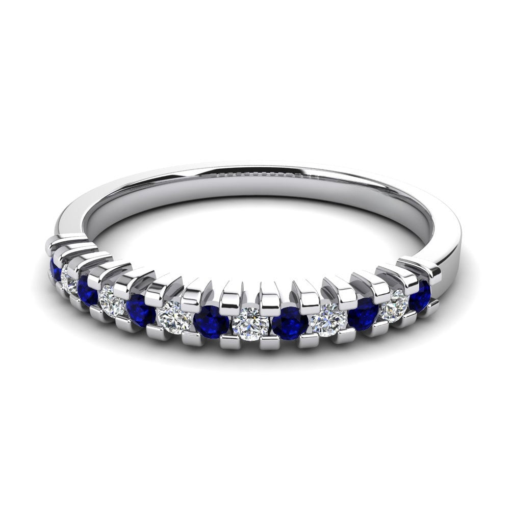 Nature Blue Sapphire Blue-and-White Contrast Band