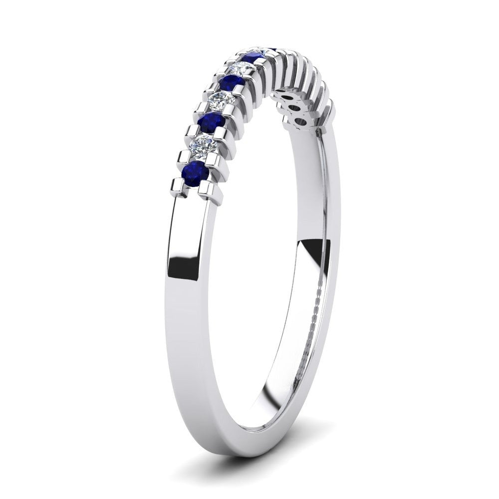 Nature Blue Sapphire Blue-and-White Contrast Band