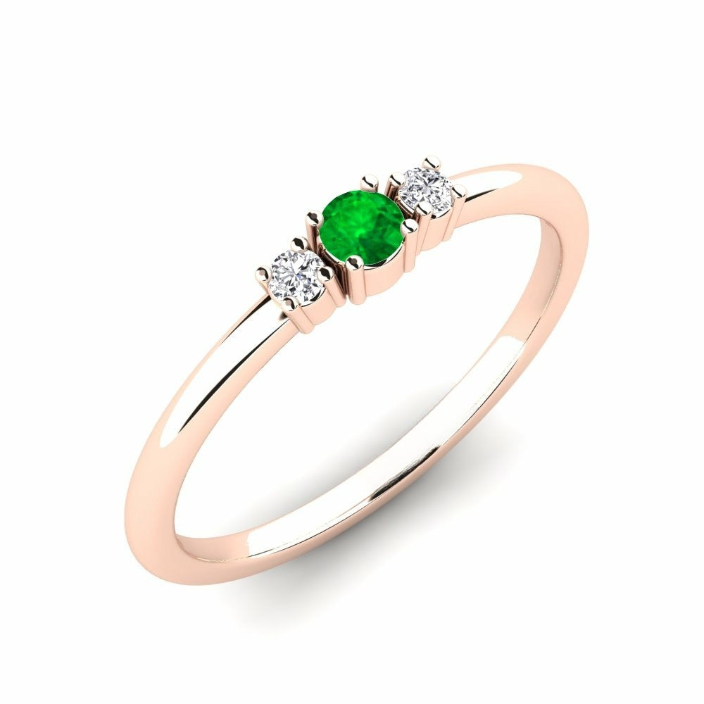 Three Stone Band Nature Emerald Ring