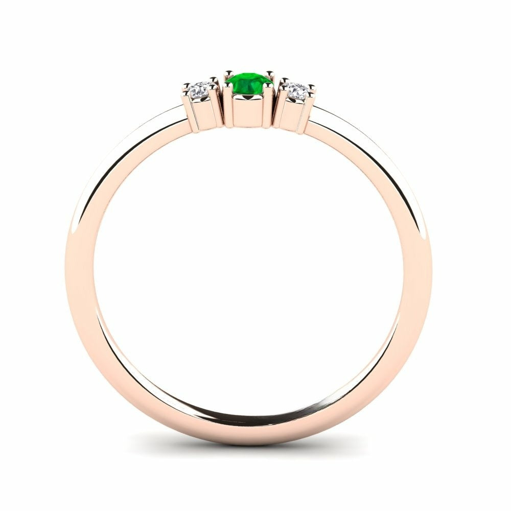 Three Stone Band Nature Emerald Ring