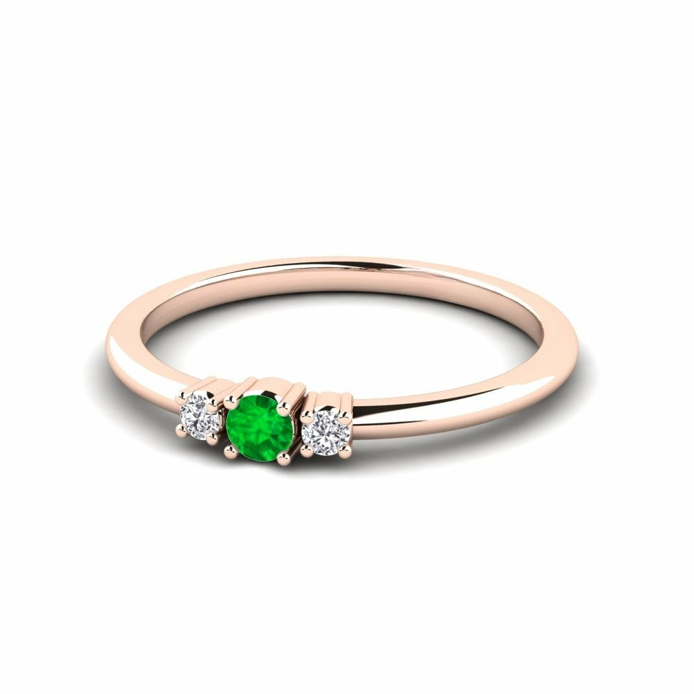 Three Stone Band Nature Emerald Ring