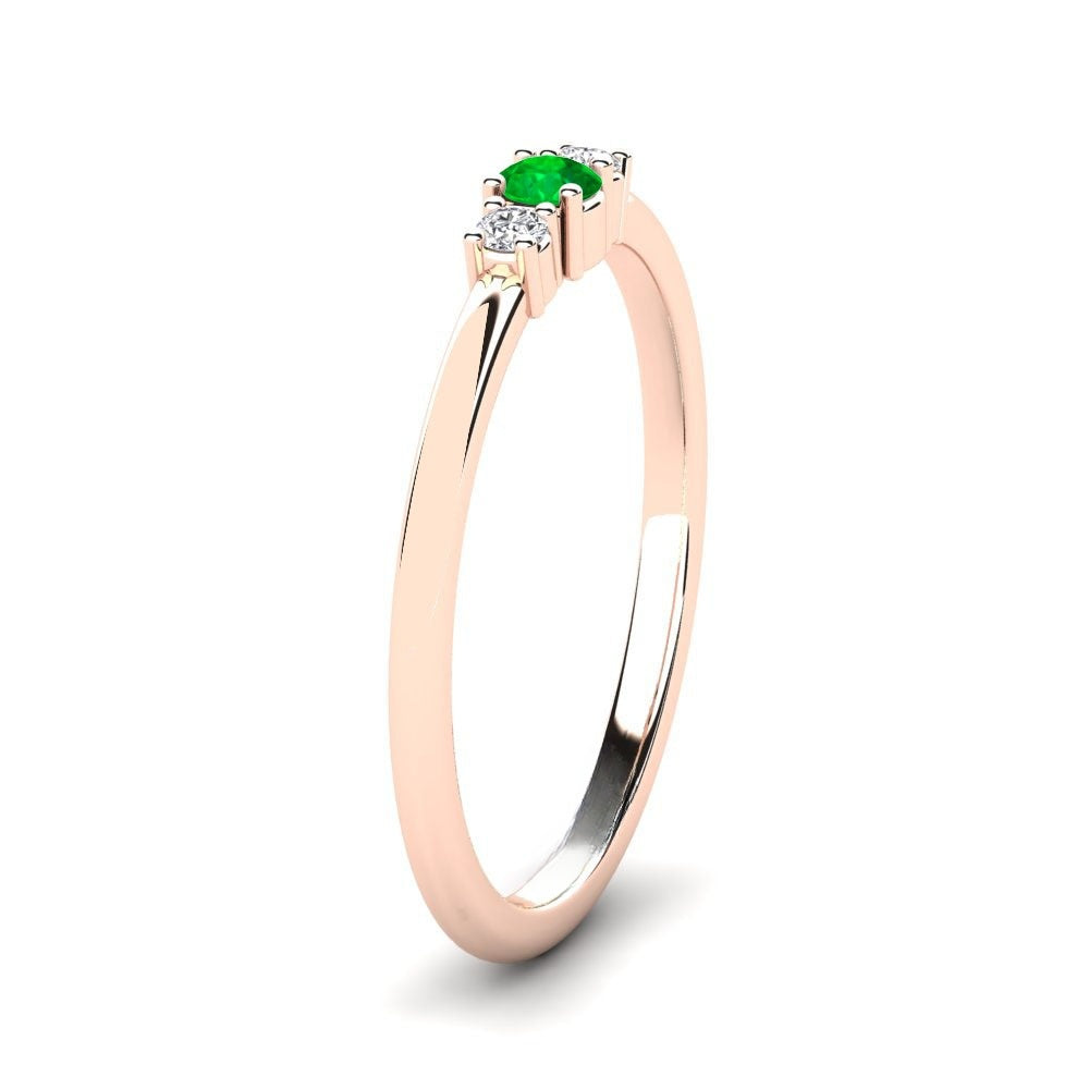 Three Stone Band Nature Emerald Ring