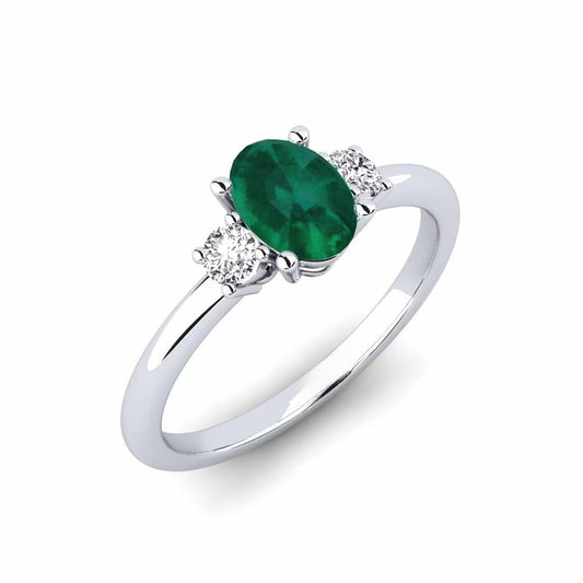 Nature Emerald Three Stone Design Ring