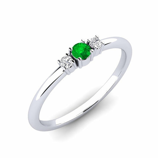 Three Stone Band Nature Emerald Ring