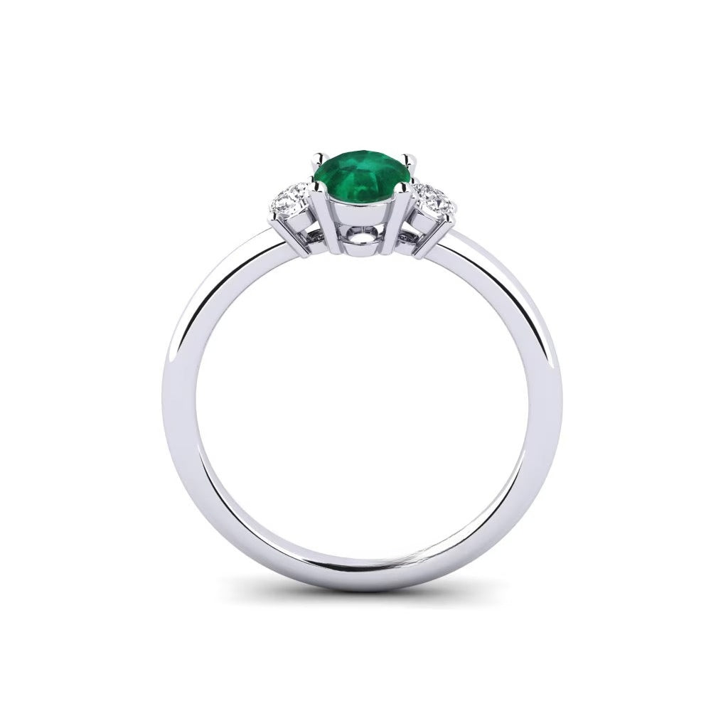 Nature Emerald Three Stone Design Ring