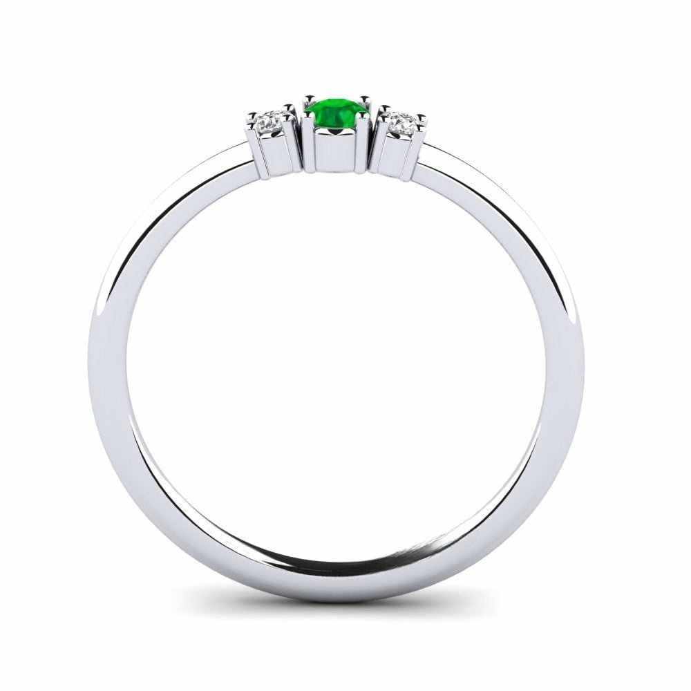 Three Stone Band Nature Emerald Ring