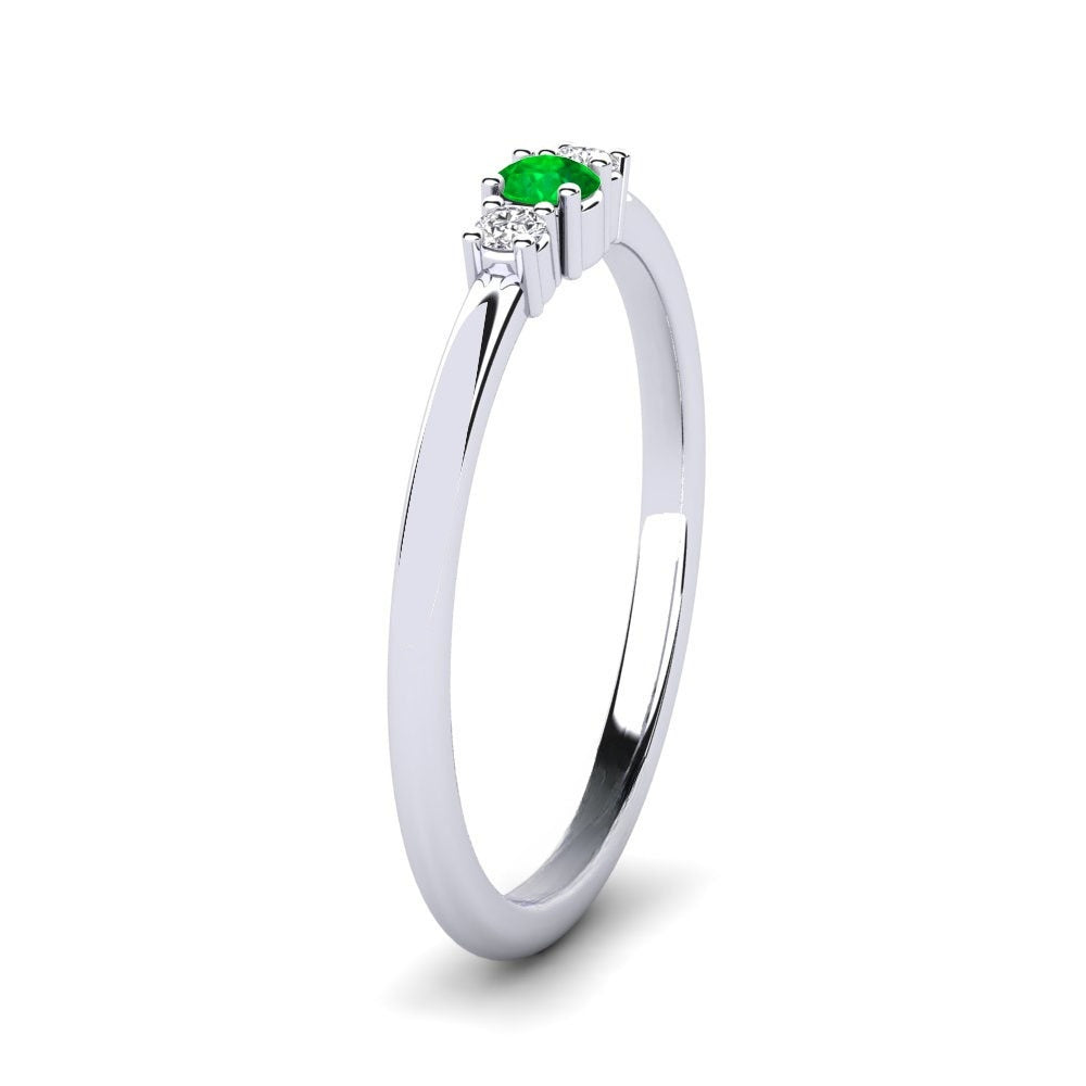 Three Stone Band Nature Emerald Ring