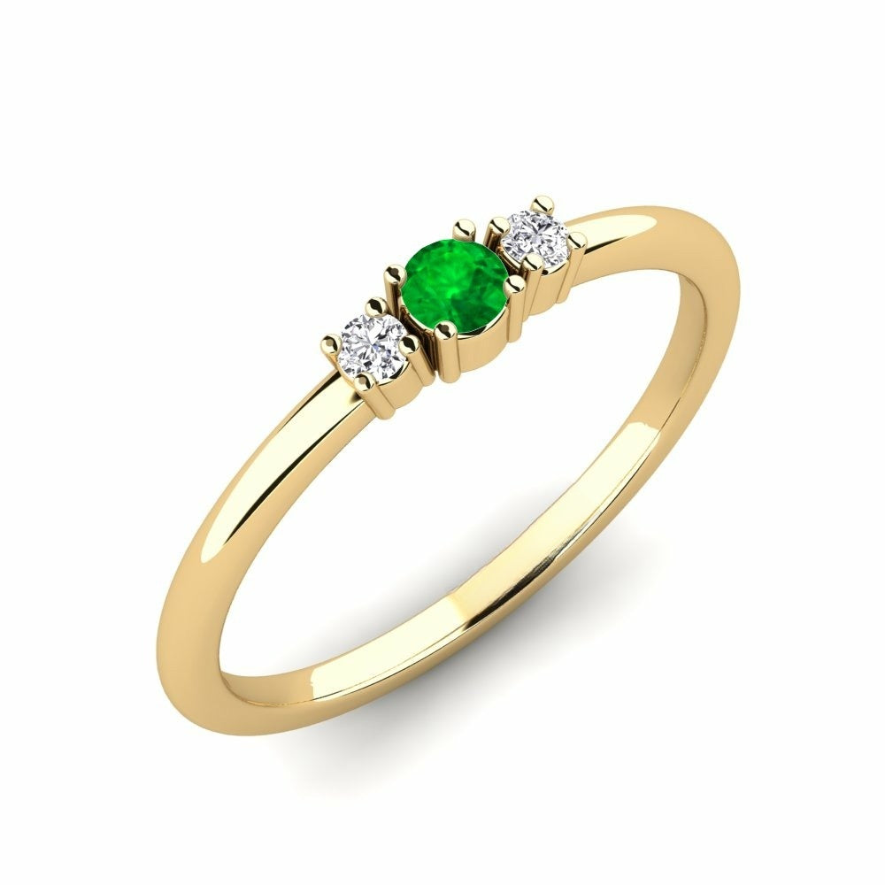 Three Stone Band Nature Emerald Ring