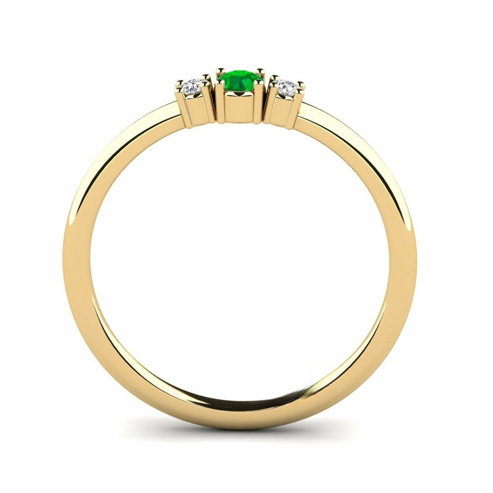 Three Stone Band Nature Emerald Ring