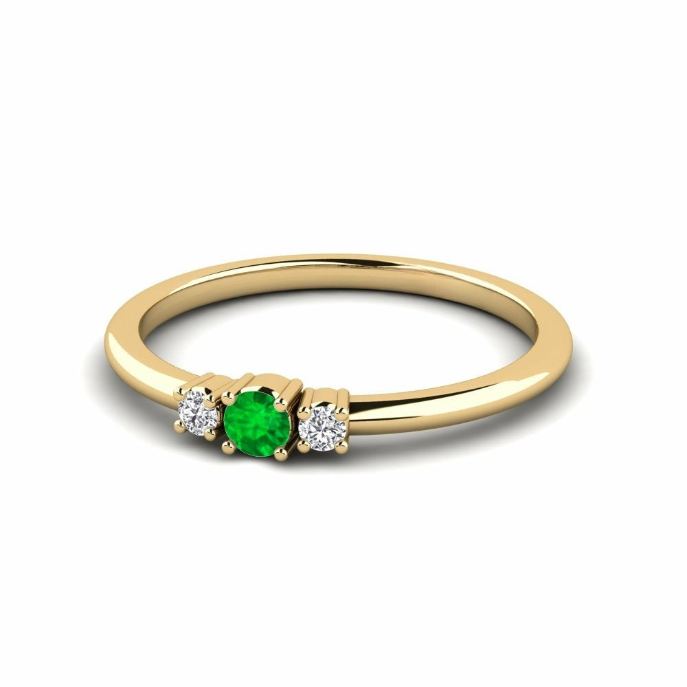 Three Stone Band Nature Emerald Ring