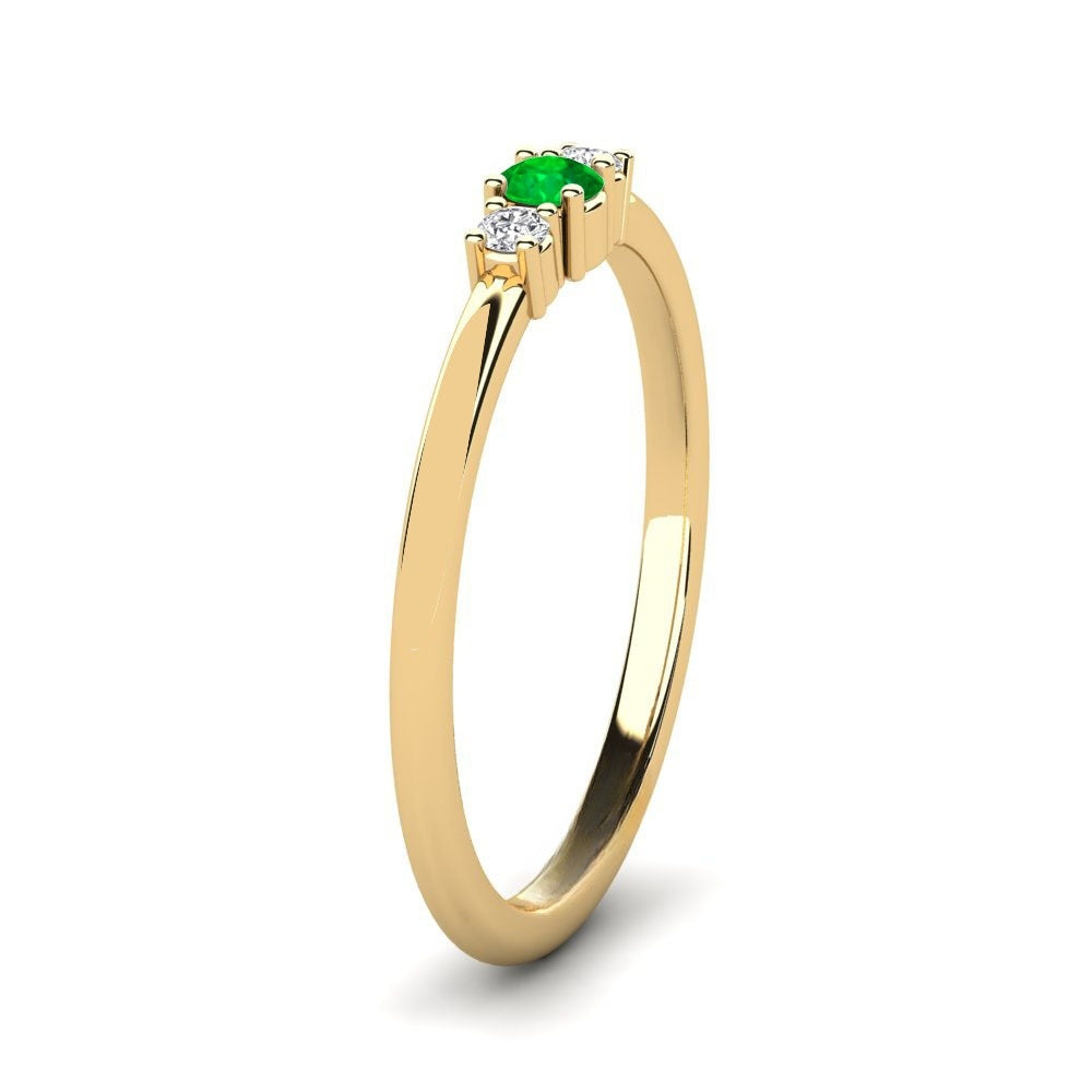 Three Stone Band Nature Emerald Ring