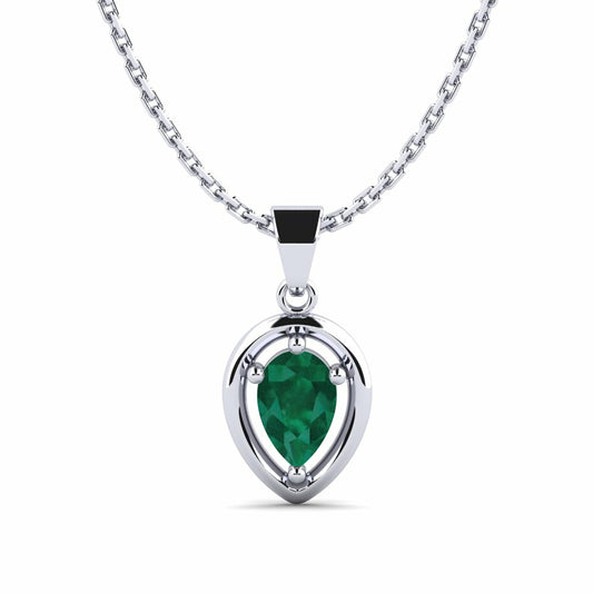 Nature Emerald Pear Shape Pendant Vintage-Inspired Setting