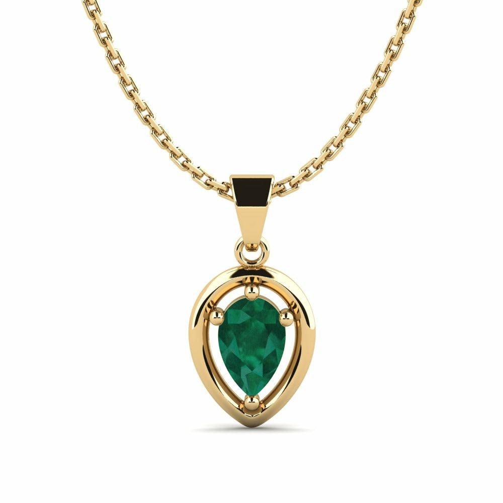 Nature Emerald Pear Shape Pendant Vintage-Inspired Setting