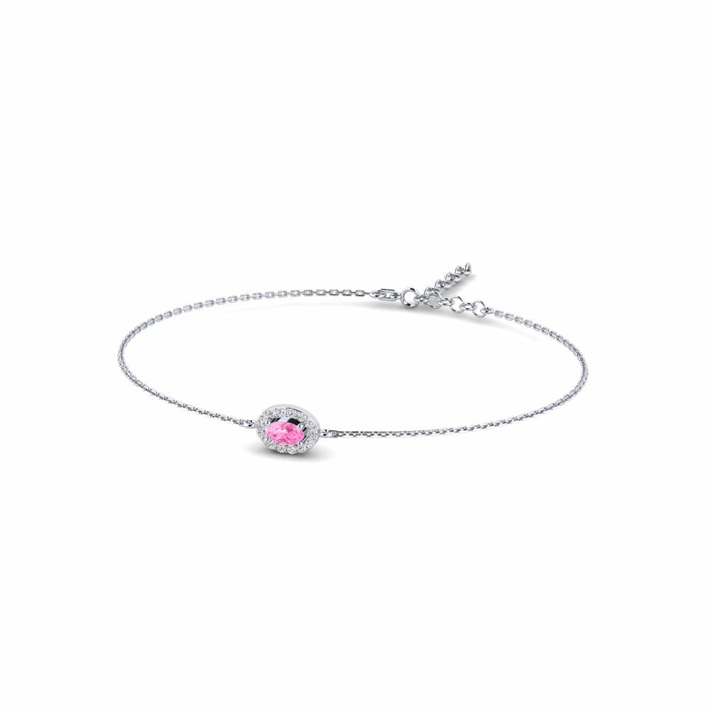 Nature Pink Sapphire Bracelet One Halo stone Design