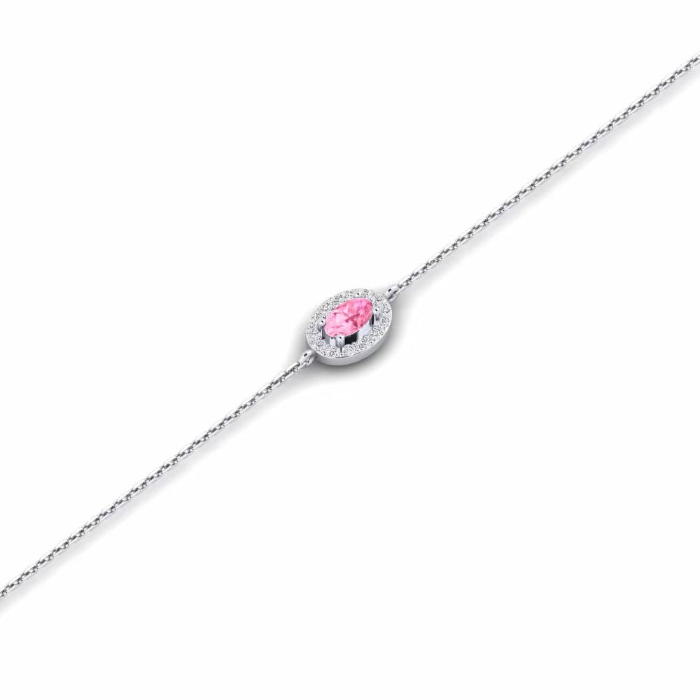 Nature Pink Sapphire Bracelet One Halo stone Design