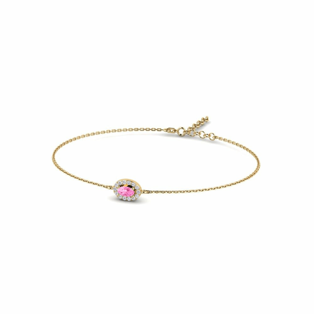 Nature Pink Sapphire Bracelet One Halo stone Design