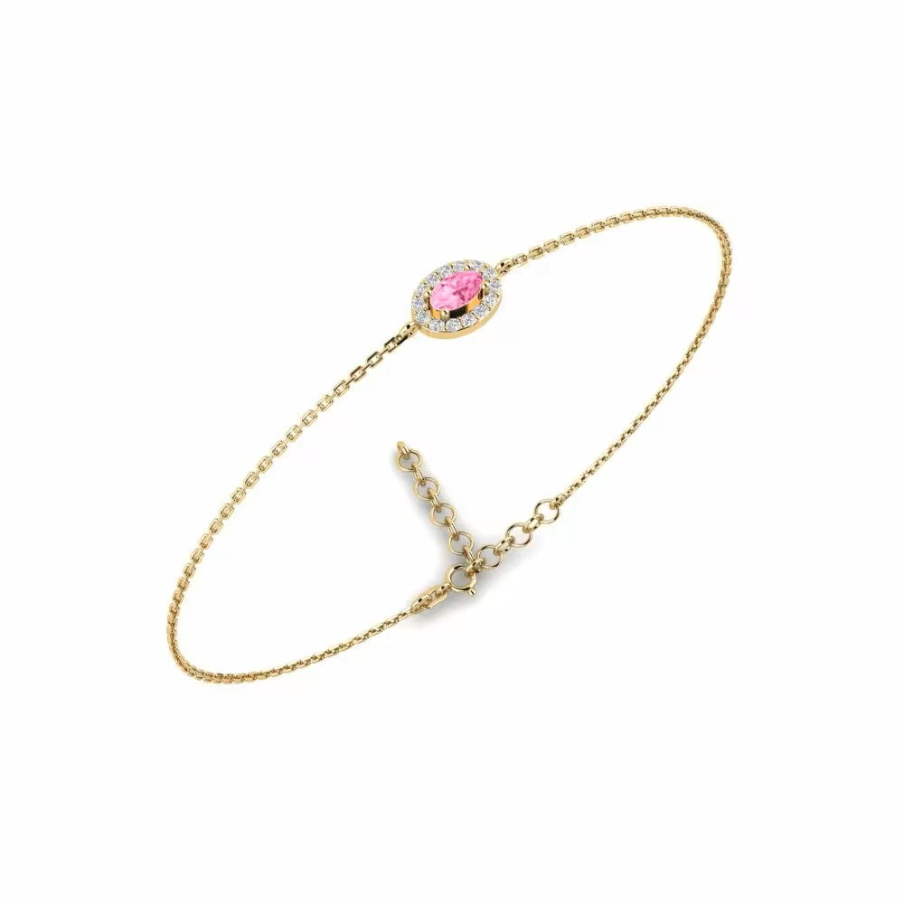 Nature Pink Sapphire Bracelet One Halo stone Design