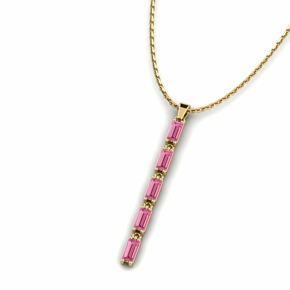 Nature Pink Sapphire Pendant V-neck Outfits